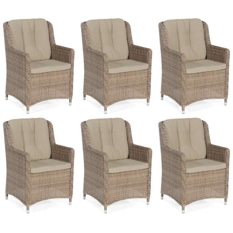 Sonnenpartner 6er-Set Garten-Sessel Avatar Aluminium mit Polyrattan rustic-stream Gartenstuhl Hochle