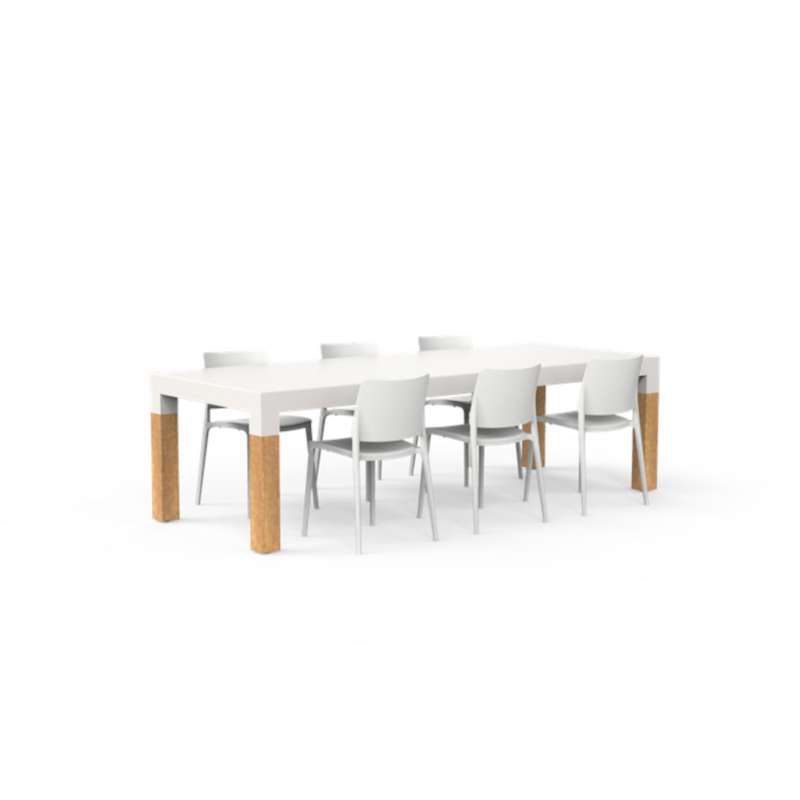 One To Sit 7-teilige Sitzgruppe Sera Borra Aluminium weiß/Eiche 260x100 cm