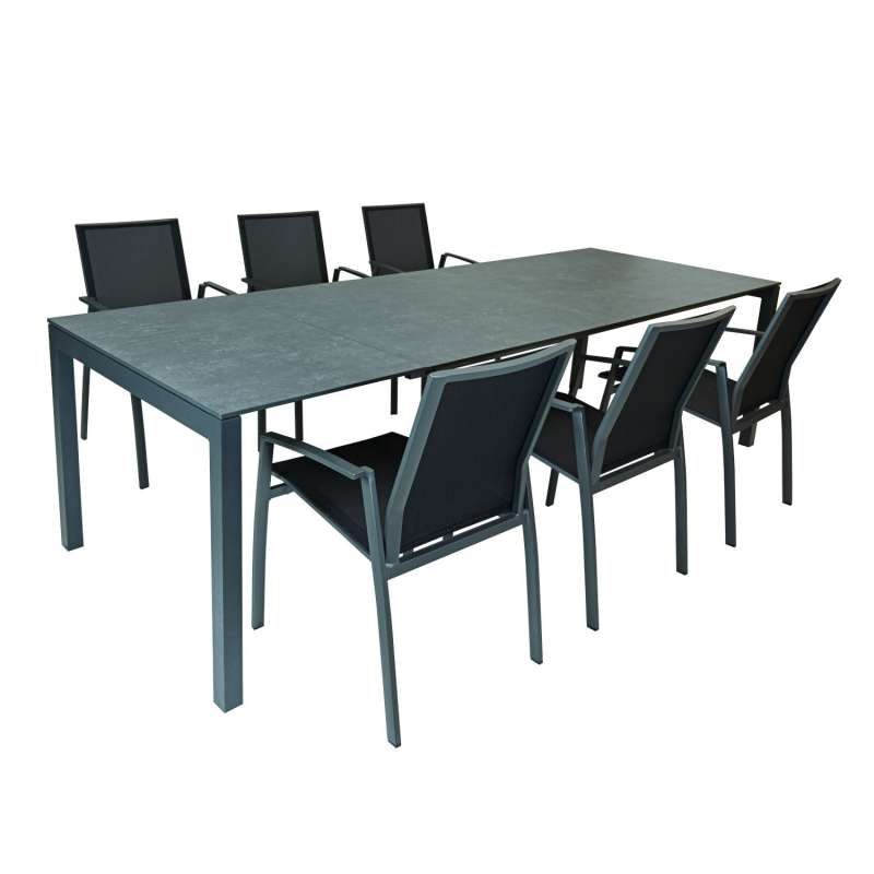 SIT Mobilia Sitzgruppe Etna/Argentina Alu anthrazit/HPL/schwarz Tisch 160/220x95