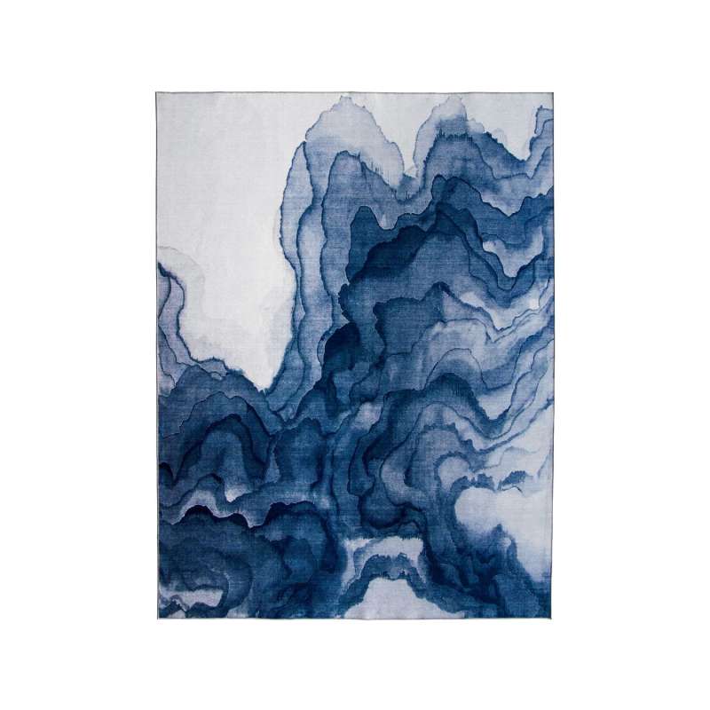Fab Hab RealLife Teppich 225 x 285 cm Rug Abstract Contemporary Blue waschbar blau