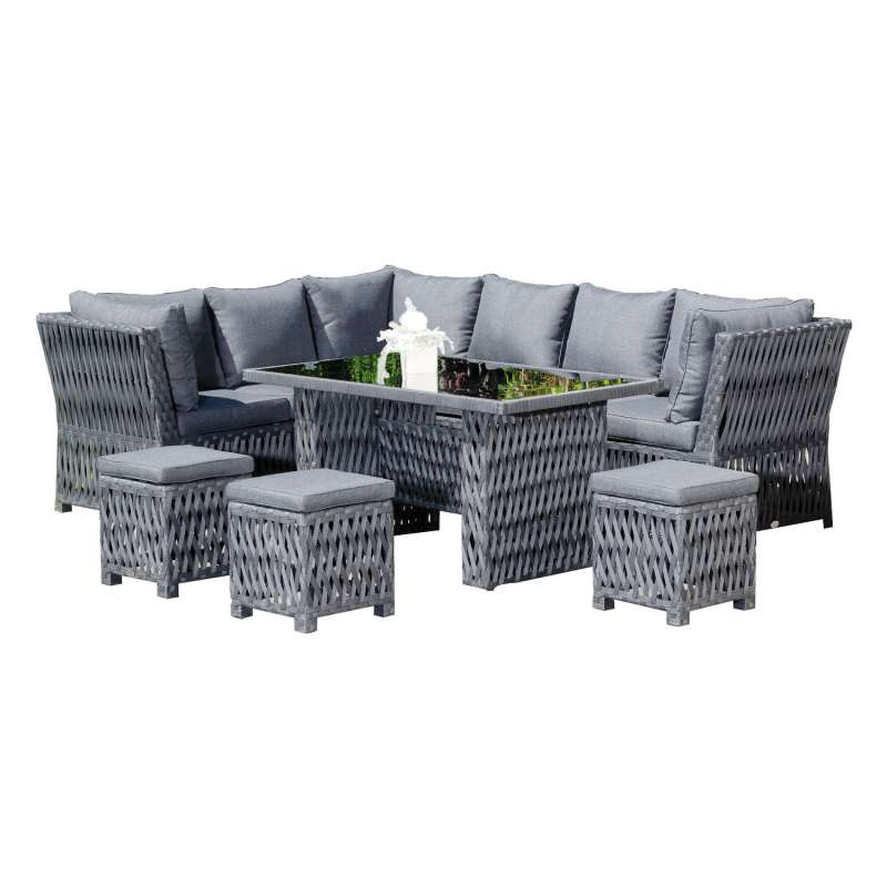 SunnySmart 5-teilige Loungegruppe Olympia Aluminium mit Polyrope metallic schwarz