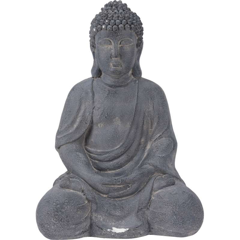 XXL Buddha Feng Shui 50 cm Skulptur steingrau Dekofigur Buddhastatue sitzend Zierfigur