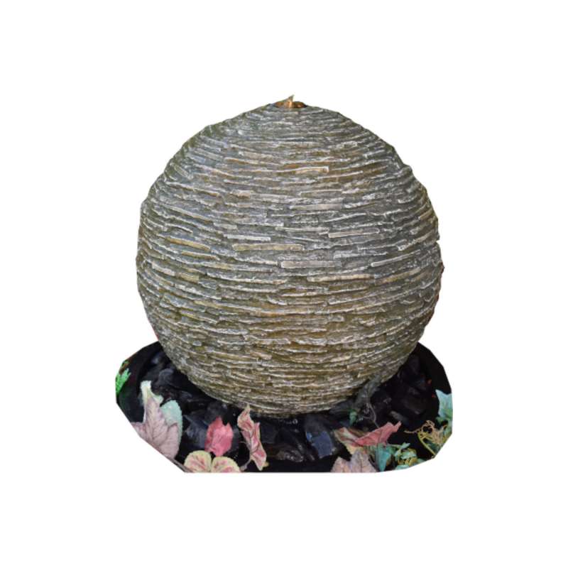 Granimex Kalisto Stufenkugel Polystone Wasserspiel mit Pumpe LED-Beleuchtung Zierbrunnen 56/45 cm