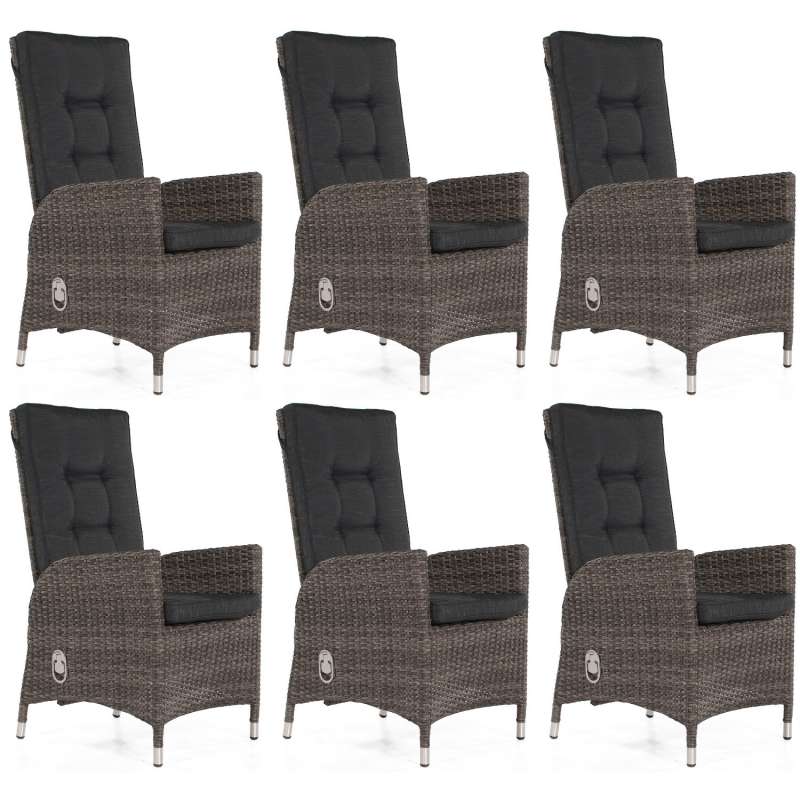SunnySmart 6er Set Dining-Sessel Para Aluminium mit Kunststoffgeflecht vintage-grau Gartenstuhl