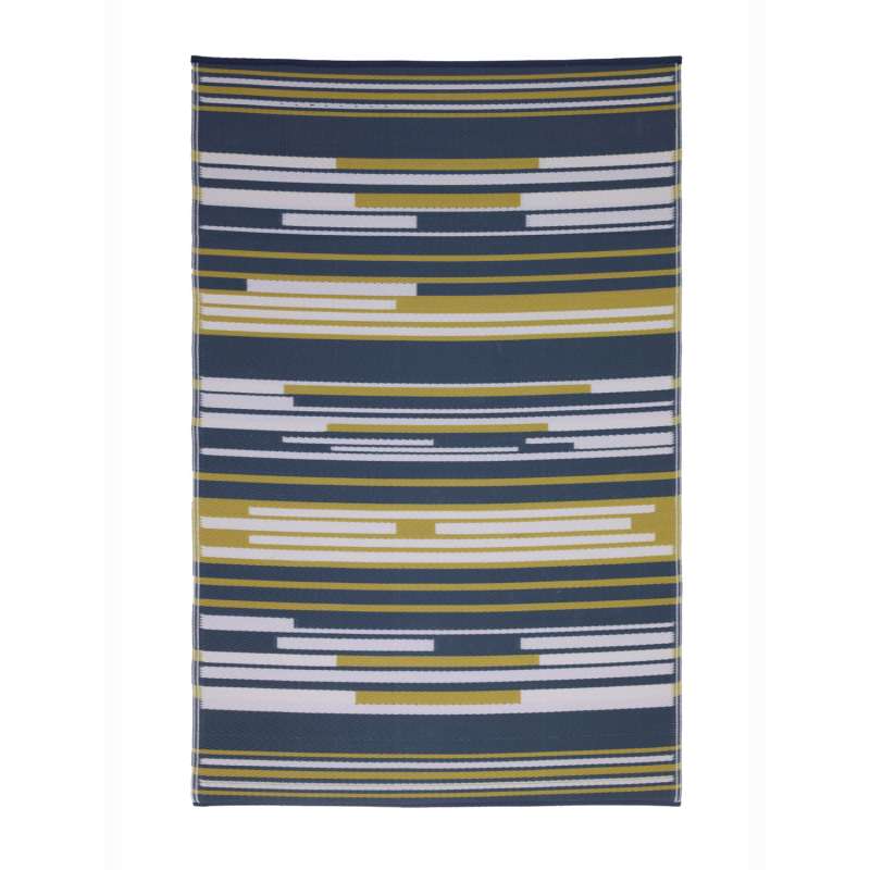 Fab Hab Outdoorteppich Lyon Multi aus recyceltem Plastik blau/gelb 240x300 cm