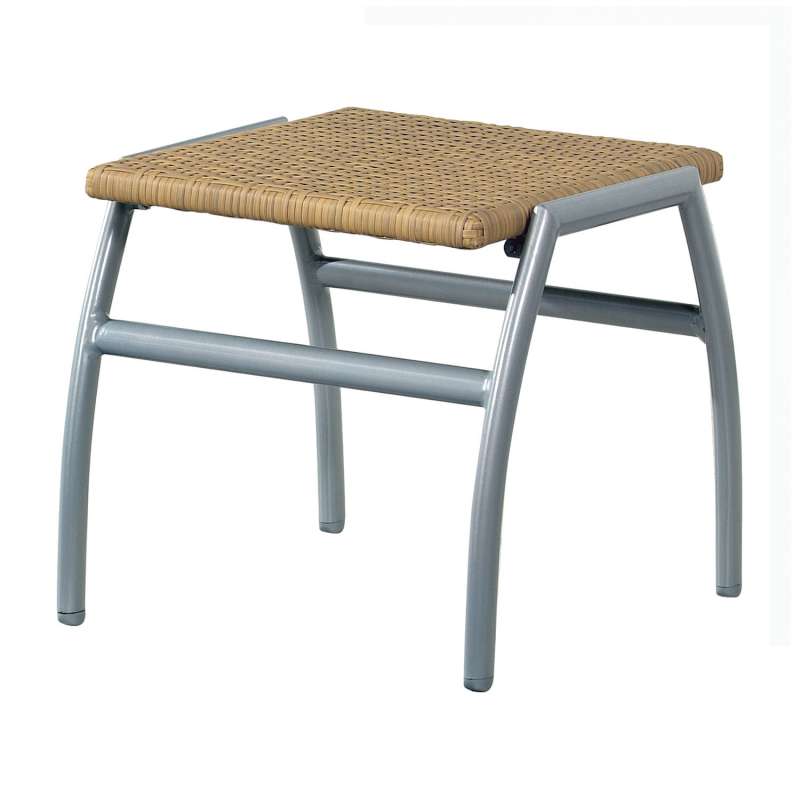 Inko Fußhocker New York Aluminium silber/Geflecht natur Sitzhocker 45,5x51x46 cm