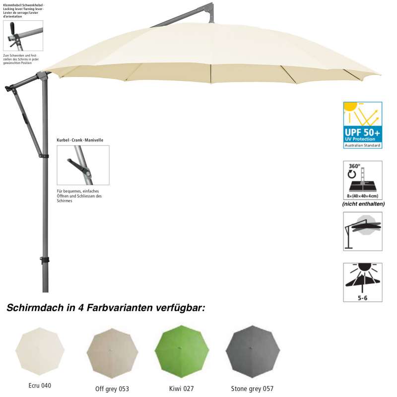 Sonnenschirm SUNCOMFORT® by Glatz Pendolino ø 300 cm 4 Farbvarianten