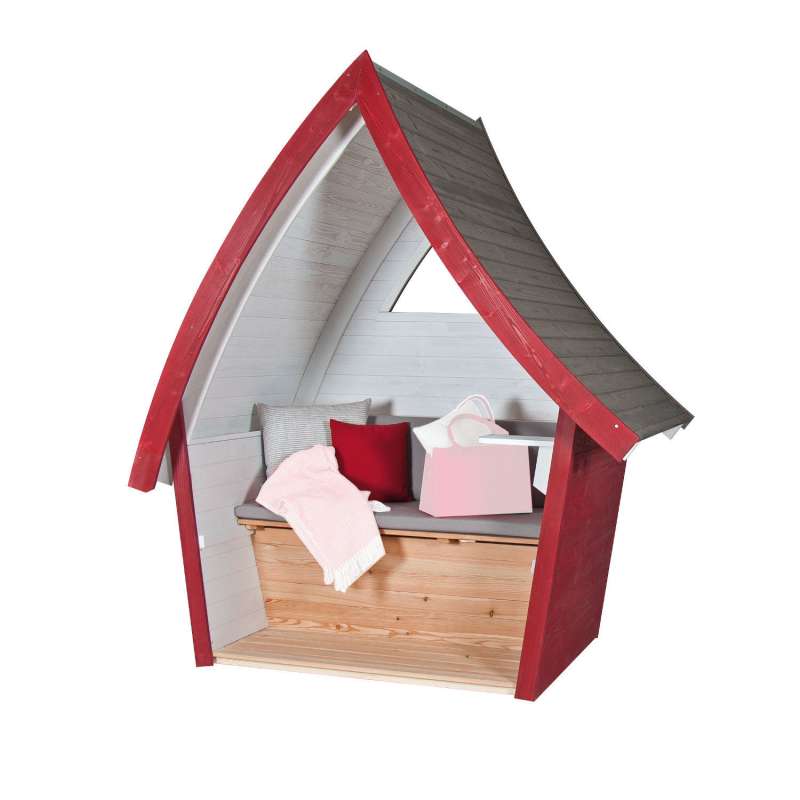 Sonnenpartner Outdoor-Lounge Hüttentraum karminrot/steingrau/weiß 227x192x128 cm mit Polstern Hütte
