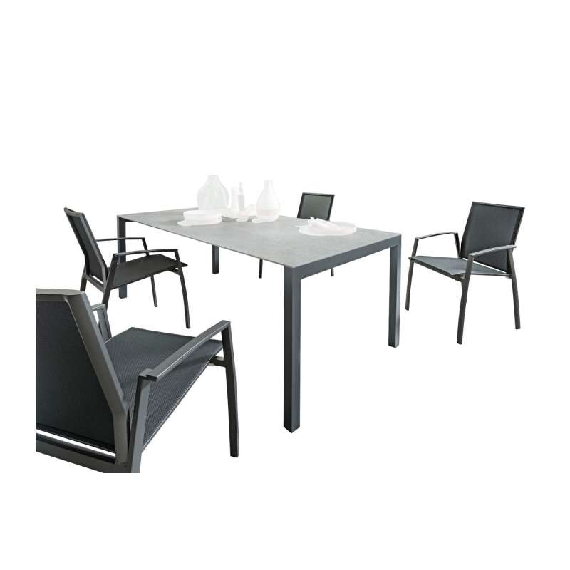 SIT Mobilia 5-teilige Sitzgruppe Etna & Argentina Aluminium anthrazit/Dekton/schwarz Tisch 210x95 cm