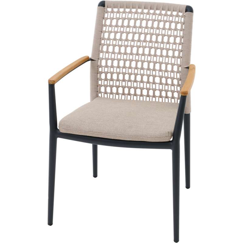 Siena Garden Cortina Stapelsessel - Aluminium/Teak FSC & Rope, natur (T93224)