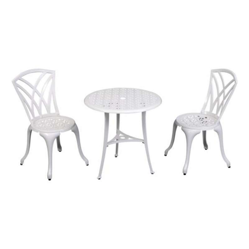 Inko Bistro-Set Chester Alu-Guss Tisch Ø 66 cm Stühle ohne Armlehnen 2 versch. Farben