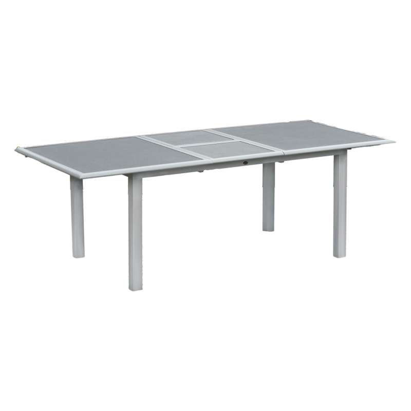 Inko Aluminium-Glastisch Spraystone silber/grau ausziehbar 170/220x100x74 cm Gartentisch Terrassenti