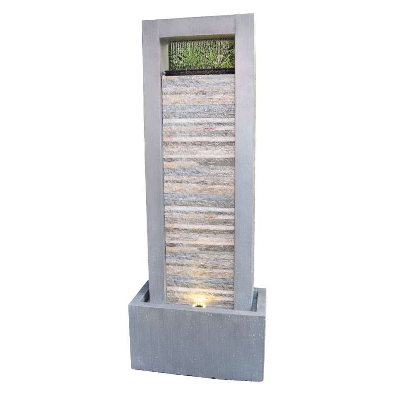 Granimex Prado Polystone-Wasserwand Pumpe LED-Beleuchtung Wasserspiel 120x50x26 cm
