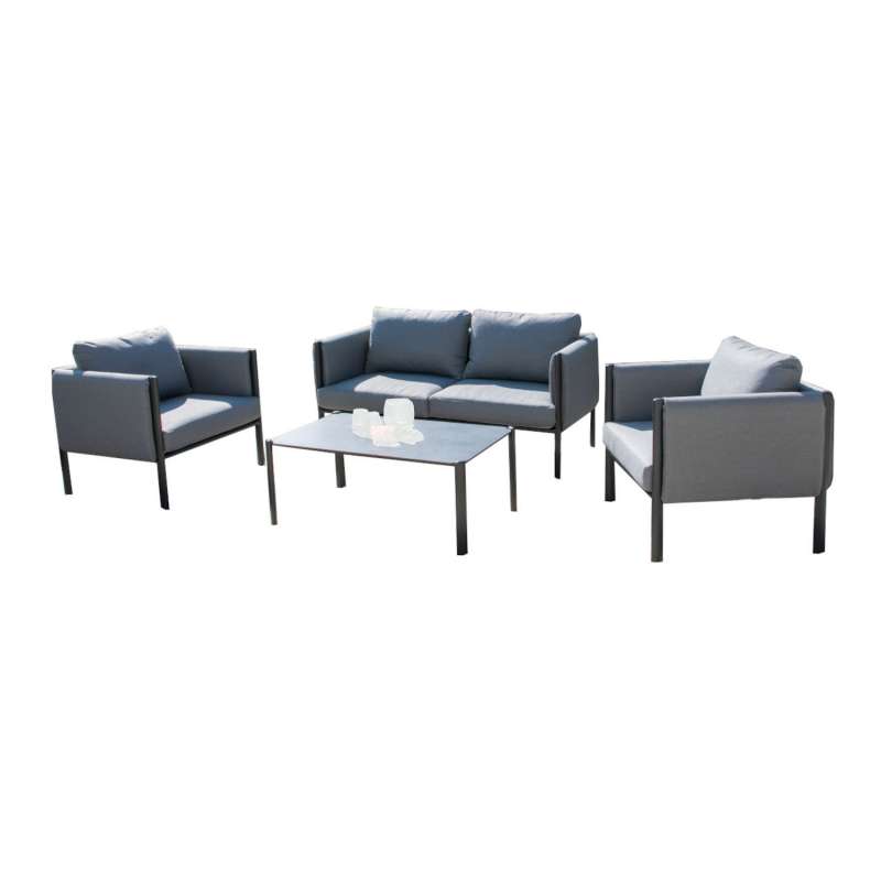 Inko 4-teilige Lounge-Sitzgruppe Benito Aluminium anthrazit mit Tisch 103x65 cm Loungegruppe