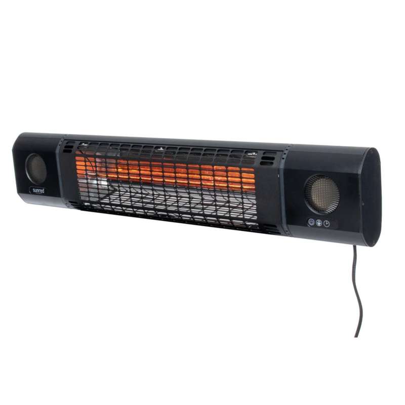 SUNRED® Wand-Infrarot-Heizstrahler Heater Sun and Sound Ultra Wall Black 2000 Watt