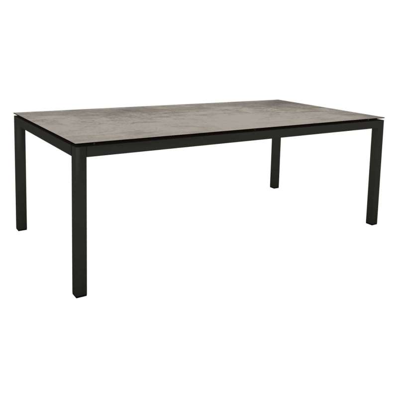 Stern Gartentisch 200x100 cm Aluminium matt schwarz/Silverstar 2.0 Zement Tisch