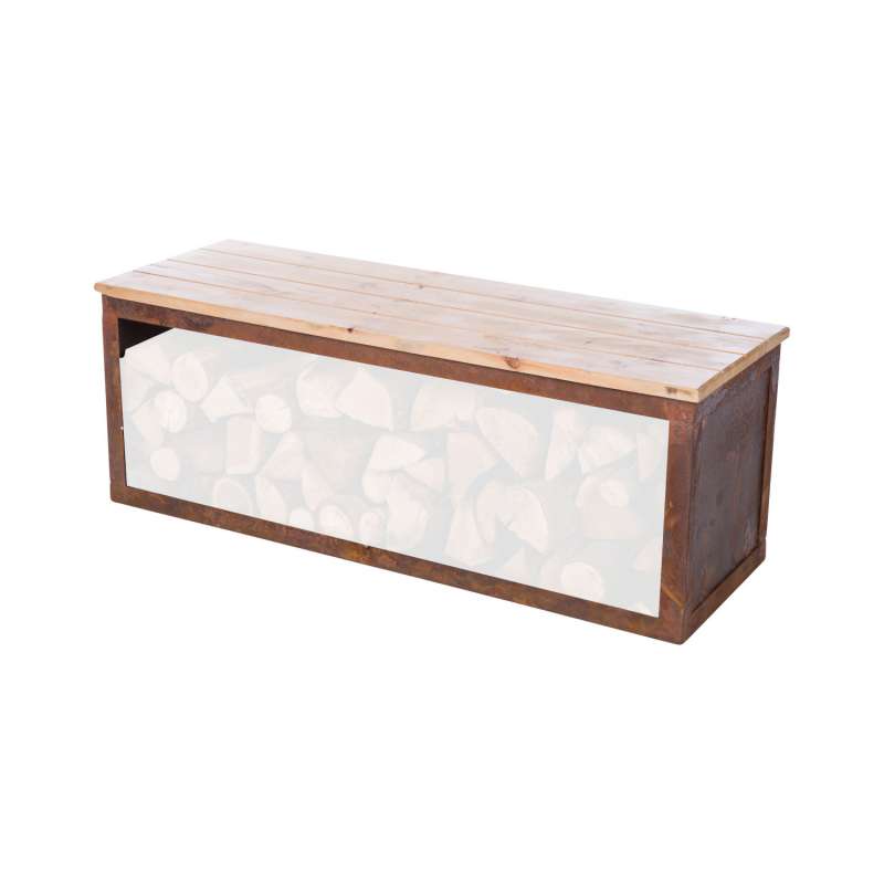REDFIRE® Holzlagerbank Tyr 120x42x42 cm Holz/Stahl Rost-Look