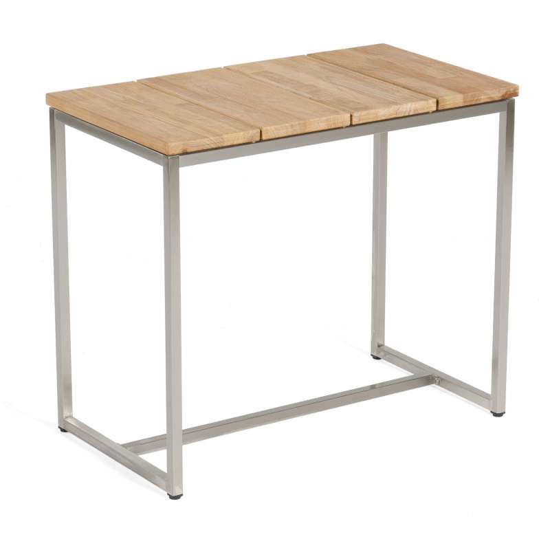 Sonnenpartner Gartentisch Skyline 90x50 cm Teakholz und Edelstahl Anstelltisch