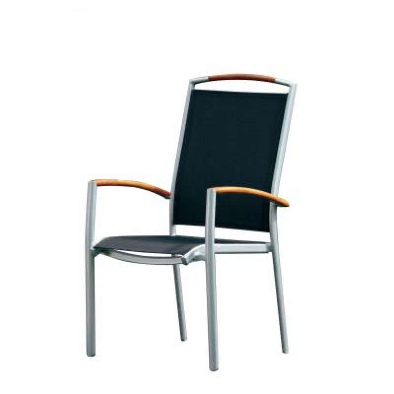 Inko Stapelsessel Frisco Aluminium mit Textileen schwarz Hochlehner TT 188-S