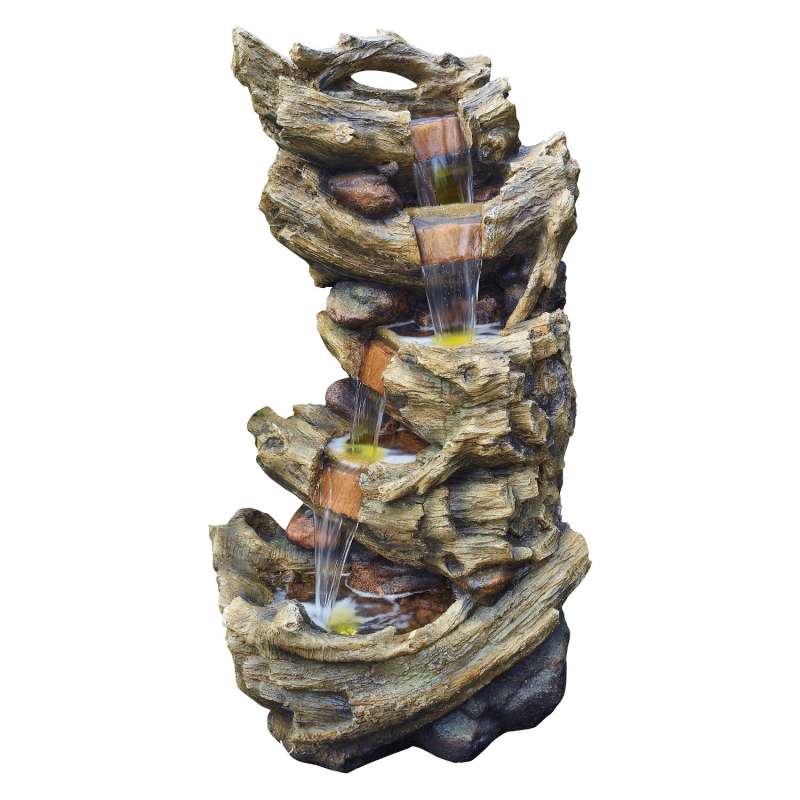 Granimex Fonto Polystone Wasserfall mit LED-Beleuchtung Zierbrunnen Wasserspiel 120x68x48 cm