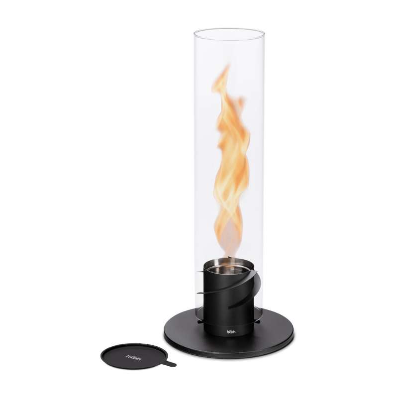 höfats Tischfeuer SPIN 120 schwarz Edelstahl/Glas Ø 23/12 cm Windlicht Gartenfackel