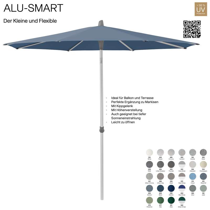 GLATZ Sonnenschirm ALU-SMART ø 250 cm Gestell natureloxiert Stoff 100 % Polyacryl verschiedene Farbe
