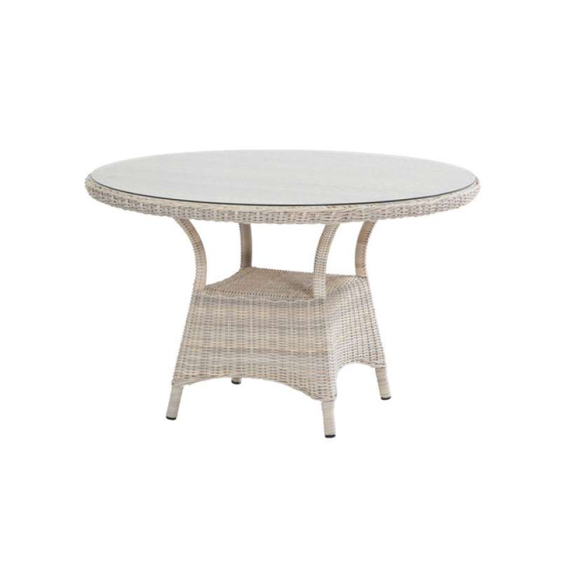 Aqua-Saar Dining Tisch Korsika ø ca. 120 cm Glasplatte Polyrattan Frio AS06009