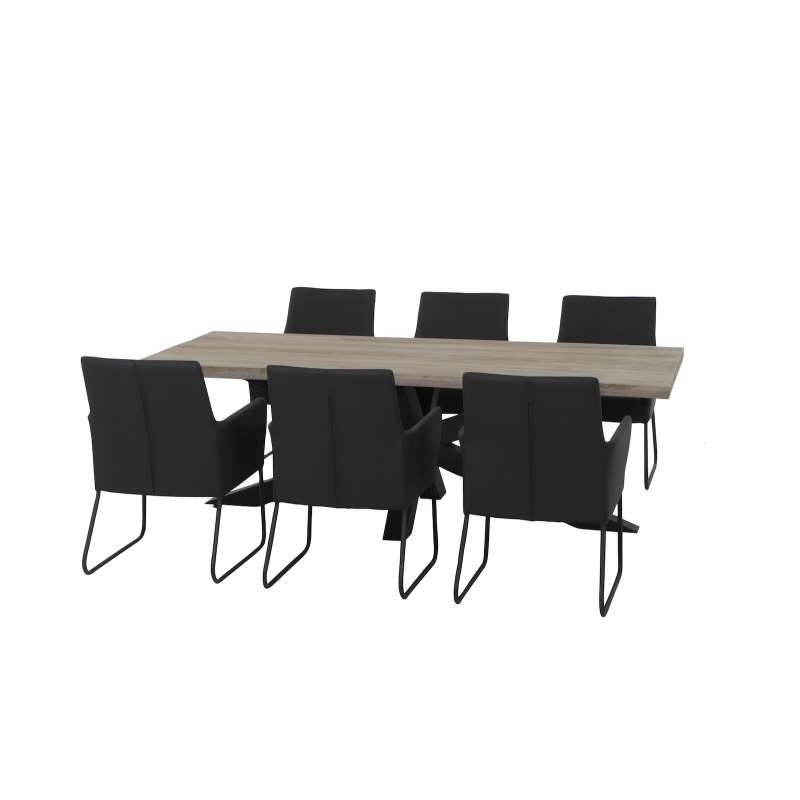 LIFE 7-teilig Timor Blixum SET Tisch 260 x 100 cm Teakholz Komplettset Tischgruppe
