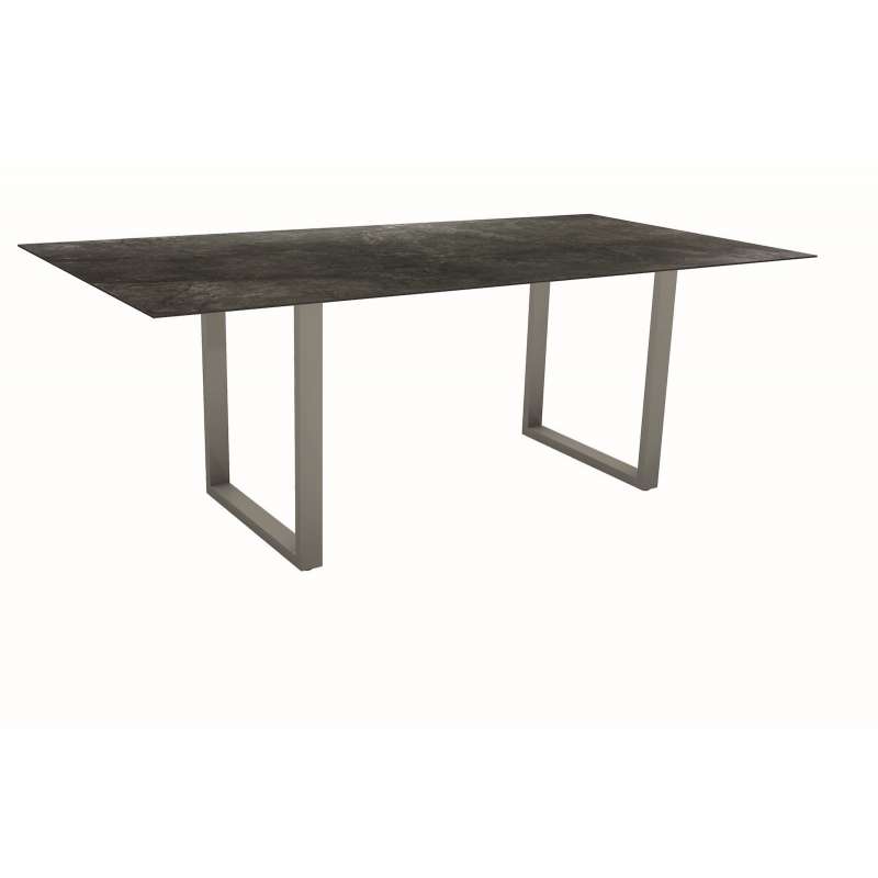 Stern Kufentisch 200x100 cm Aluminium graphit/Silverstar 2.0 Dark Marble Gartentisch Tisch